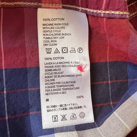 Tommy Bahama Men's Short Sleeve Button Up Shirt XL Red White Blue Plaid Cotton - Picture 7 of 8